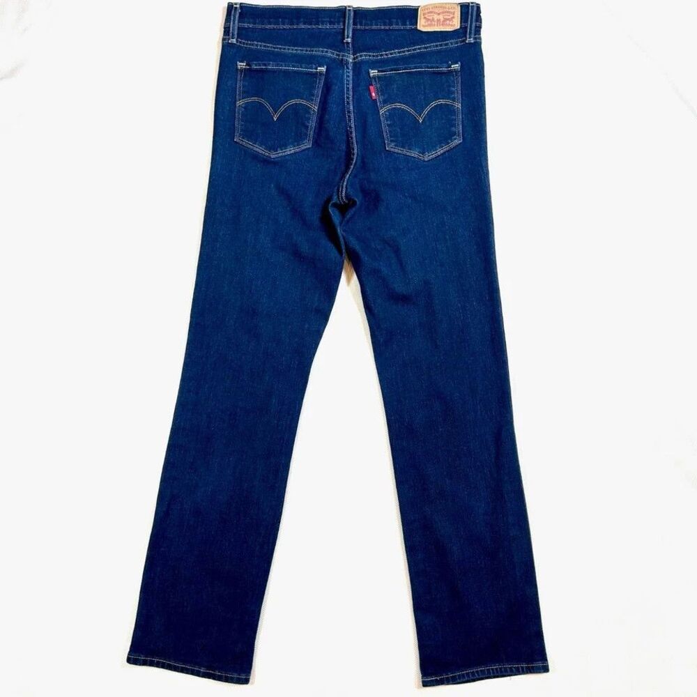 Levis Jeans 314 Shaping Straight Jeans Dark Wash Blue Denim Womens 30 Zip Fly